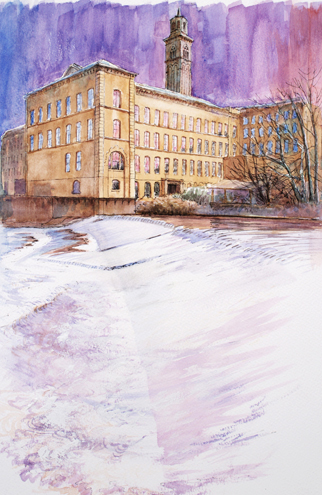 saltaire heritage mill and weir